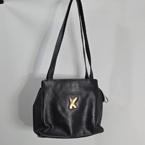 Paloma Picasso Black Shoulder Bag with Gold Logo - Picture 1 of 16